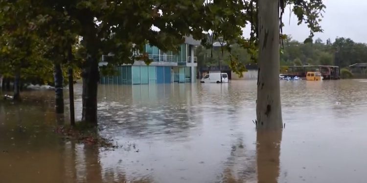 ვიდეო – ურეკში პოლიციის შენობა და საცხოვრებელი სახლები დაიტბორა