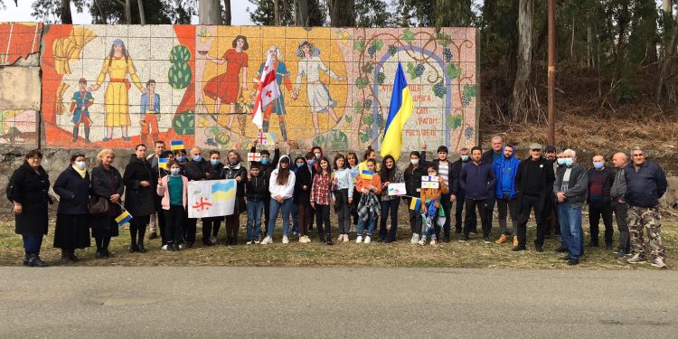 უკრაინის მხარდამჭერი აქცია შრომაში