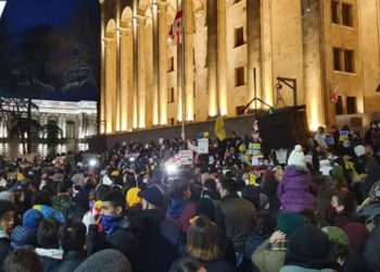 პარლამენტთან უკრაინის მხარდამჭერი აქცია მიმდინარეობს