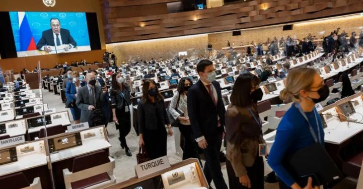 ჟენევაში, გაეროს განიარაღების კონფერენციაზე სერგეი ლავროვის ვიდეომიმართვისას ევროპელმა დიპლომატებმა პროტესტის ნიშნად დარბაზი დატოვეს