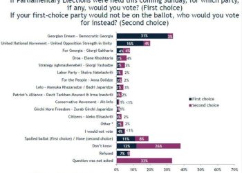 რომელ პარტიას მისცემდა ხმას ამომრჩეველი მომავალ კვირას რომ საპარლამენტო არჩევნები ტარდებოდეს – IRI -ის კვლევა
