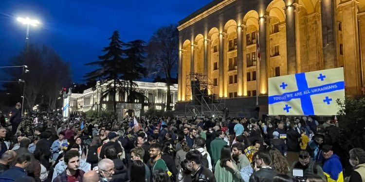 პარლამენტთან უკრაინის მხარდამჭერი აქცია მიმდინარეობს