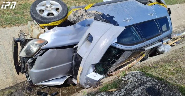 გორთან მსუბუქი ავტომანქანა სანიაღვრე არხში ჩავარდა