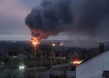 რუსეთის ბელგოროდის ოლქში, უკრაინის საზღვართან ახლოს, საბრძოლო მასალის საცავი იწვის