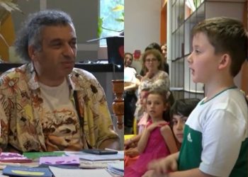 მეოთხე სკოლის მოსწავლეების შეხვედრა პოეტ ვასო გულეურთან