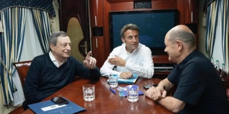 ემანუელ მაკრონი, ოლაფ შოლცი და მარიო დრაგი უკრაინაში ჩავიდნენ