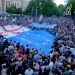 რუსთაველის გამზირზე აქცია „შინ ევროპისკენ“ საქართველოსა და ევროკავშირის ჰიმნებით გაიხსნა