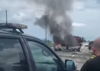 ვიდეო – ქუთაისთან, ავტობანზე ავტომანქანა დაიწვა