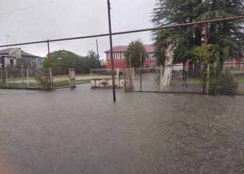 ოზურგეთში ერთ – ერთი სკოლის შესასვლელი დაიტბორა