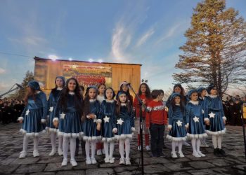 ლაითურში საახალწლო ღონისძიების ფონზე მთავარი ნაძვის ხე აინთო