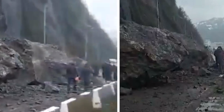 ბათუმი-სარფის ავტომაგისტრალზე კლდე ჩამოიშალა