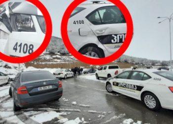 კასპში, საპატრულო პოლიციის მანქანა “დრიფტის” დროს დაიმტვრა