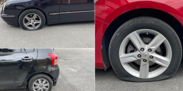 ლაგოდეხში ერთ ქუჩაზე მყოფ, ხუთ მანქანას საბურავები დაუზიანეს