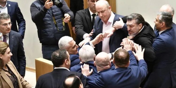 პარლამენტში დეპუტატები ერთმანეთს სიტყვიერად და ფიზიკურად დაუპირისპირდნენ (ვიდეო)