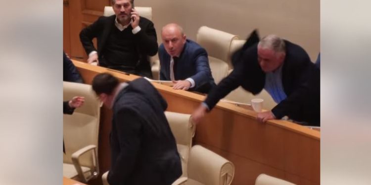 ვიქტორ ჯაფარიძემ ტარიელ ნაკაიძეს მიკროფონი ჩაარტყა-დაპირისპირება პარლამენტში (+ვიდეო)