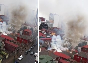 ხანძარი ბათუმში – ცეცხლი რამდენიმე სახლს უკიდია