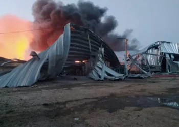 ოდესაზე თავდასხმის შედეგად მარცვლეულის საწყობებში ხანძარი გაჩნდა