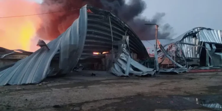 ოდესაზე თავდასხმის შედეგად მარცვლეულის საწყობებში ხანძარი გაჩნდა