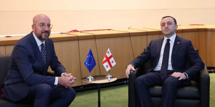 ირაკლი ღარიბაშვილი აშშ-ში შარლ მიშელს შეხვდა