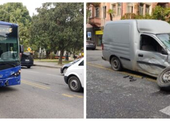 ავარია ბათუმში – ავტობუსს მსუბუქი ავტომანქანა დაეჯახა