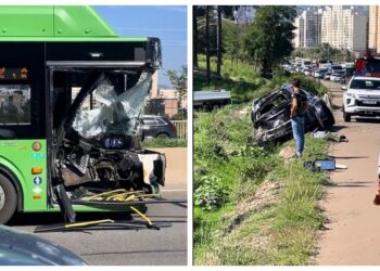 ვიდეო – ავტობუსი გაჩერებულ ავტომობილს დაეჯახა – ავარია თბილისში