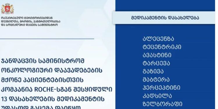 ონკოლოგიური დიაგნოზის მქონე პაციენტებისთვის, საჭირო მედიკამენტების გაცემა დაიწყო – ჯანდაცვის სამინისტრო