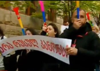 პარლამენტის შენობის უკანა შესასვლელთან საპროტესტო აქცია მიმდინარეობს