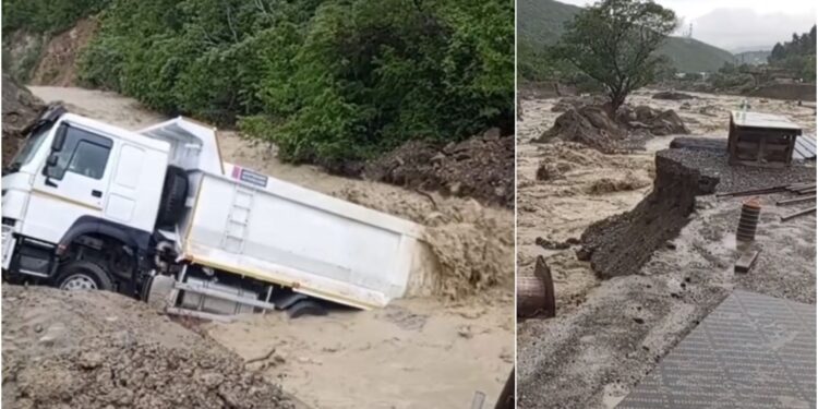 ვიდეო – მდინარემ გზა და სატვირთო მანქანა წაიღო – სტიქია მცხეთის მუნიციპალიტეტში