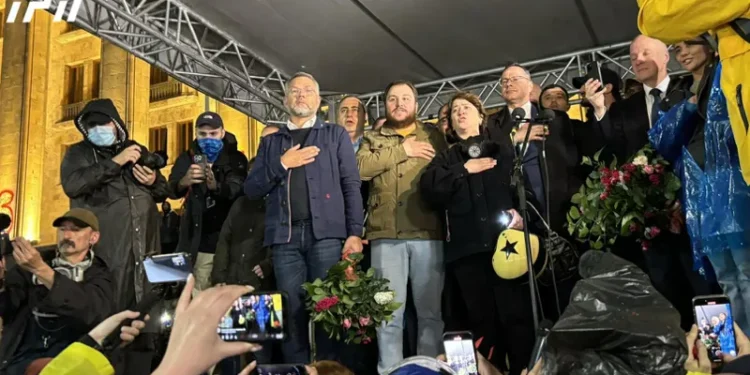 პარლამენტთან აქციაზე ევროკავშირის რამდენიმე წევრი ქვეყნის პარლამენტის საგარეო საქმეთა კომიტეტების თავმჯდომარეები მივიდნენ