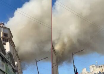 თბილისში, ერთ-ერთი სავაჭრო ცენტრის სახურავზე ხანძარია