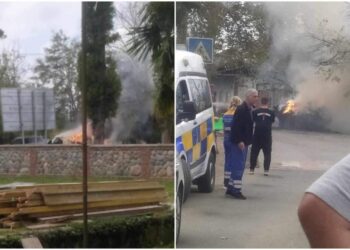 გურიაში, გზაზე ავტომობილი დაიწვა