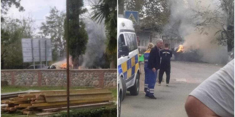 გურიაში, გზაზე ავტომობილი დაიწვა