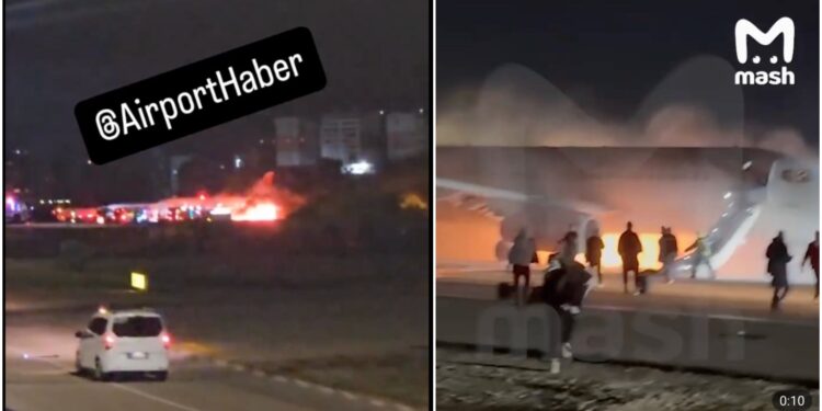 ვიდეო – ანტალიაში, რუსეთიდან ჩაფრენილ თვითმფრინავს ცეცხლი გაუჩნდა