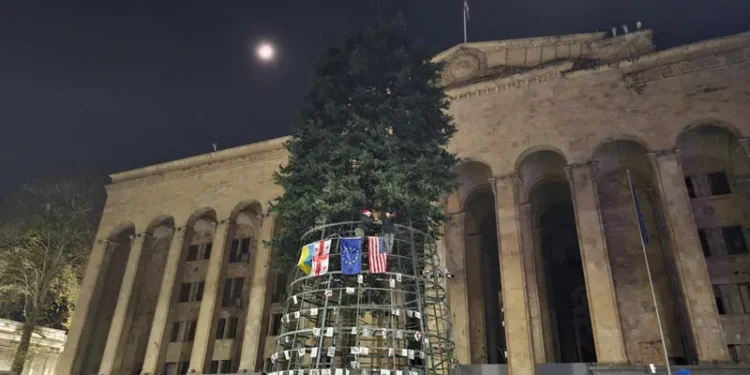 თბილისის მერია – მოვუწოდებთ აქციის მონაწილეებს, არავითარ შემთხვევაში არ ავიდნენ ნაძვის ხის კონსტრუქციაზე, მათივე უსაფრთხოებიდან გამომდინარე