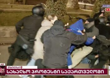 პოლიციამ აქციის მონაწილეების დაკავება დაიწყო