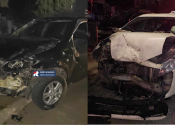 ვიდეო – შეჯახების შედეგად ერთ-ერთი მანქანა ამოტრიალდა – ავარია რუსთავში