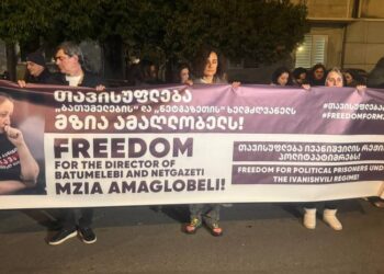 ბათუმის წინასწარი დაკავების იზოლატორთან მზია ამაღლობელის სოლიდარობის აქცია მიმდინარეობს
