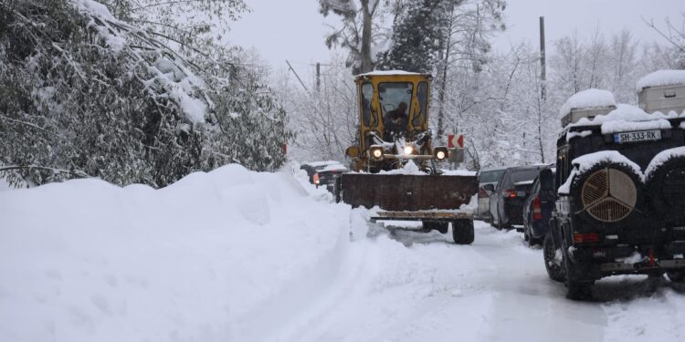 გურიაში გზების გაწმენდითი სამუშაოები მიმდინარეობს