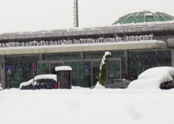 დიდთოვლობამ ბათუმის აეროპორტის შესასვლელში გადახურვა დააზიანა