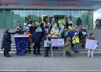 კლინიკა „ვივამედთან“ მზია ამაღლობელის კოლეგები და მხარდამჭერები აქციას მართავენ