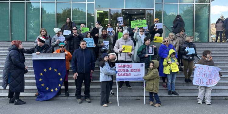 კლინიკა „ვივამედთან“ მზია ამაღლობელის კოლეგები და მხარდამჭერები აქციას მართავენ