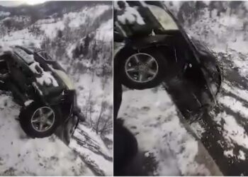 ვიდეო – აჭარაში ავტომანქანა მოლიპულ გზაზე მოსრიალდა, თუმცა ხევში ჩავარდნას გადაურჩა