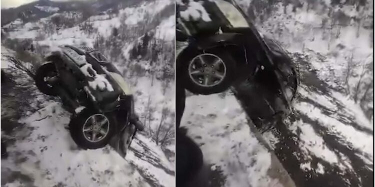 ვიდეო – აჭარაში ავტომანქანა მოლიპულ გზაზე მოსრიალდა, თუმცა ხევში ჩავარდნას გადაურჩა