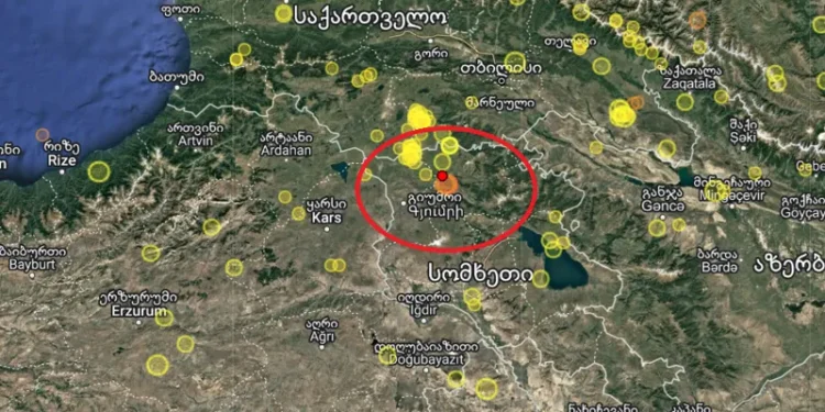 საქართველოს საზღვართან ახლოს, სომხეთში ორი მიწისძვრა მოხდა