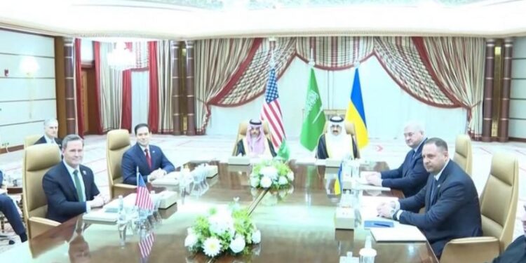 საუდის არაბეთში აშშ-ისა და უკრაინის დელეგაციების შეხვედრა დაიწყო
