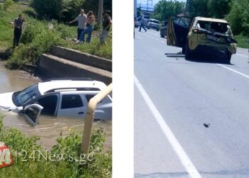 ,,შეჯახების შემდეგ მანქანა არხში ჩავარდა…” – ავარია მარნეული-სადახლოს გზაზე