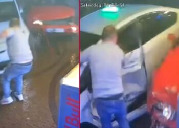 ვიდეო – თბილისში, მსუბუქი ავტომობილი გაჩერებულ მანქანასა და იქვე მდგარ კაცს დაეჯახა