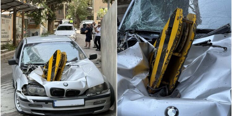 თბილისში, ამწეს რამდენიმეტონიანი კაუჭი მოსწყდა და ავტომობილს დაეცა