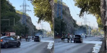 თბილისში ავტომანქნანას ცეცხლი გაუჩნდა