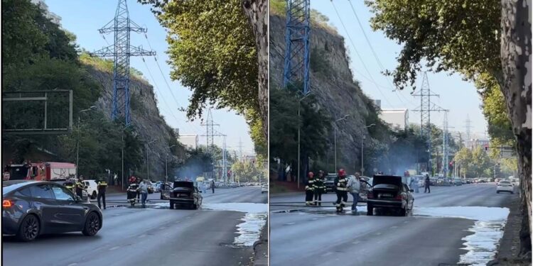 თბილისში ავტომანქნანას ცეცხლი გაუჩნდა